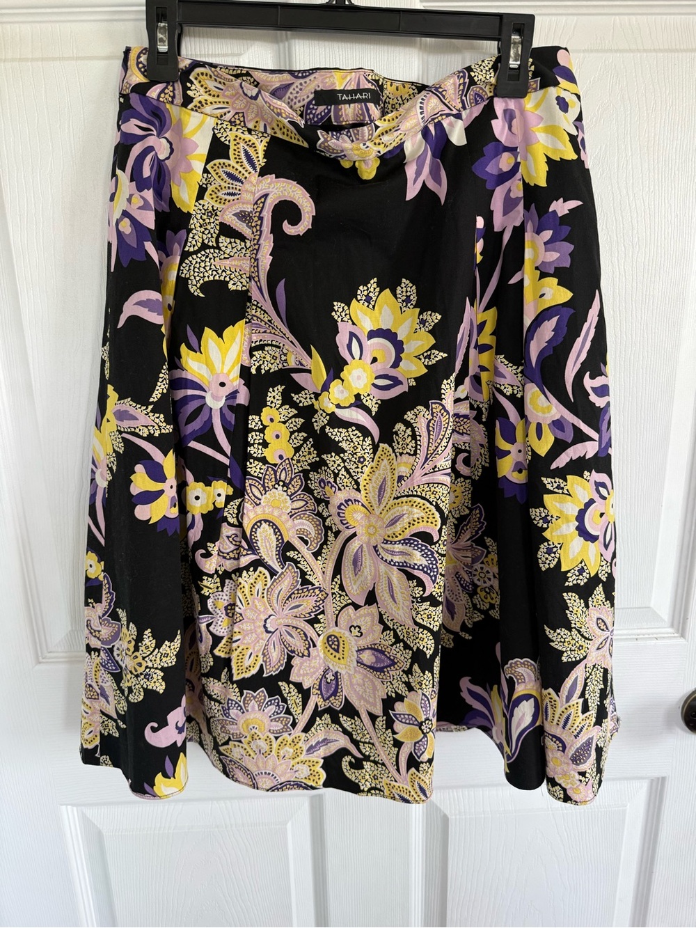 Y2K Tahari Floral Skirt 16 XL Whimsigoth Boho Cotton Office Career A Line Fall